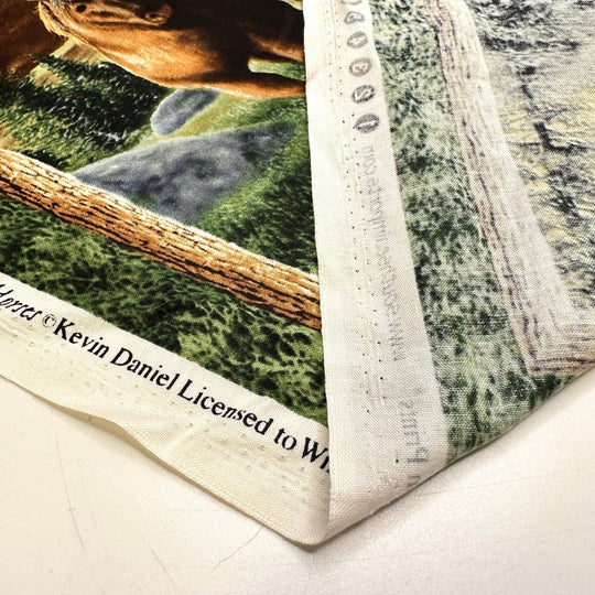 Merrilegs - Cotton Woven - Green/Beige Horses - 0.6M Bundle - True Deadstock fabric Fabric by private - Sustainable Textile | FABCYCLE