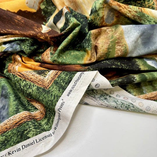 Merrilegs - Cotton Woven - Green/Beige Horses - 0.6M Bundle - True Deadstock fabric Fabric by private - Sustainable Textile | FABCYCLE