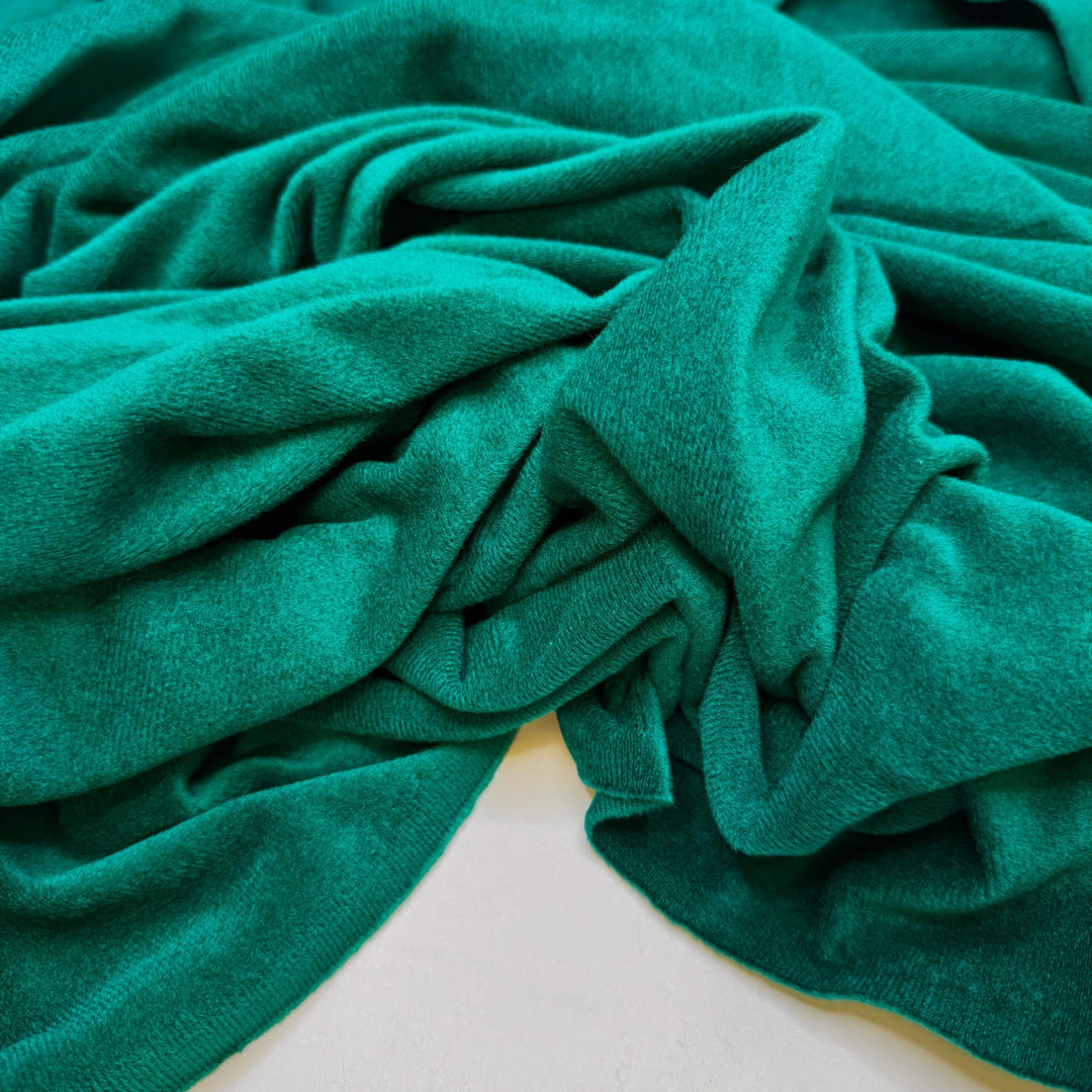 Merry Christmas 1998 - Knitted Velour Polyester Blend Knit - Dark Green - 1.8M Bundle - True Deadstock fabric Fabric by private - Sustainable Textile | FABCYCLE