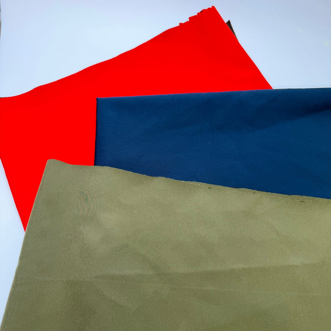 Mesh Soft Shell 3 Pack - Nylon Blend Knit - Red/Olive/Navy - Less Than 0.5M Pieces - True Deadstock fabric Fabric by private - Sustainable Textile | FABCYCLE