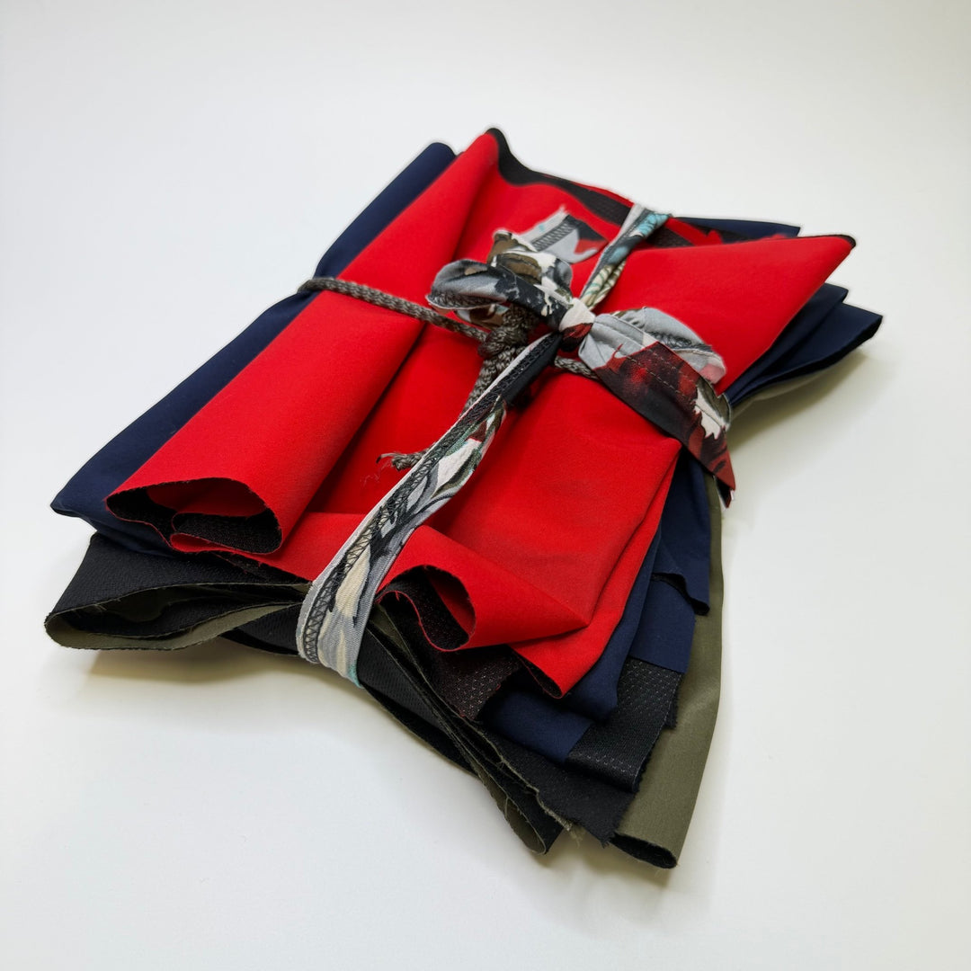 Mesh Soft Shell 3 Pack - Nylon Blend Knit - Red/Olive/Navy - Less Than 0.5M Pieces - True Deadstock fabric Fabric by private - Sustainable Textile | FABCYCLE