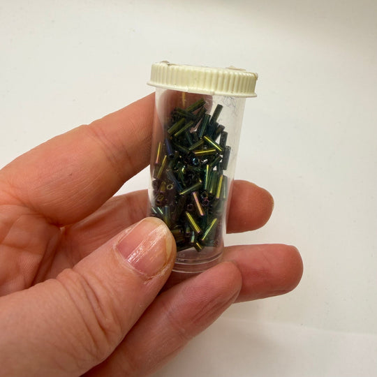 Metallic Multi Chromed Bugle Beads Beads - Blue/Green - 50 Pack - True Deadstock supplies Fabric by private - Sustainable Textile | FABCYCLE