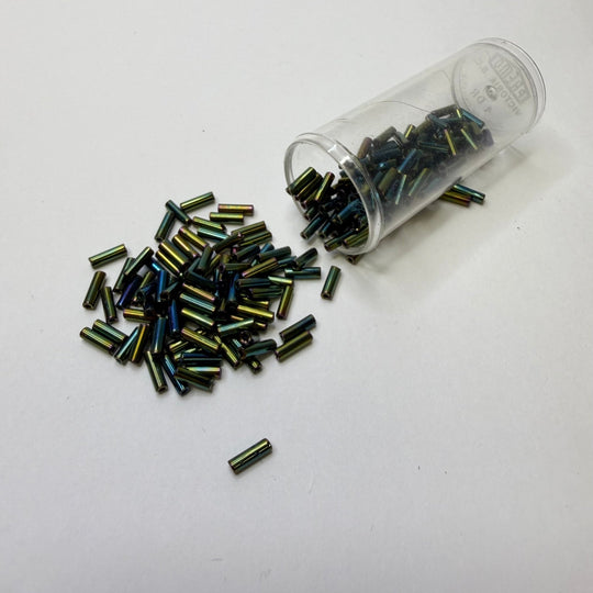 Metallic Multi Chromed Bugle Beads Beads - Blue/Green - 50 Pack - True Deadstock supplies Fabric by private - Sustainable Textile | FABCYCLE