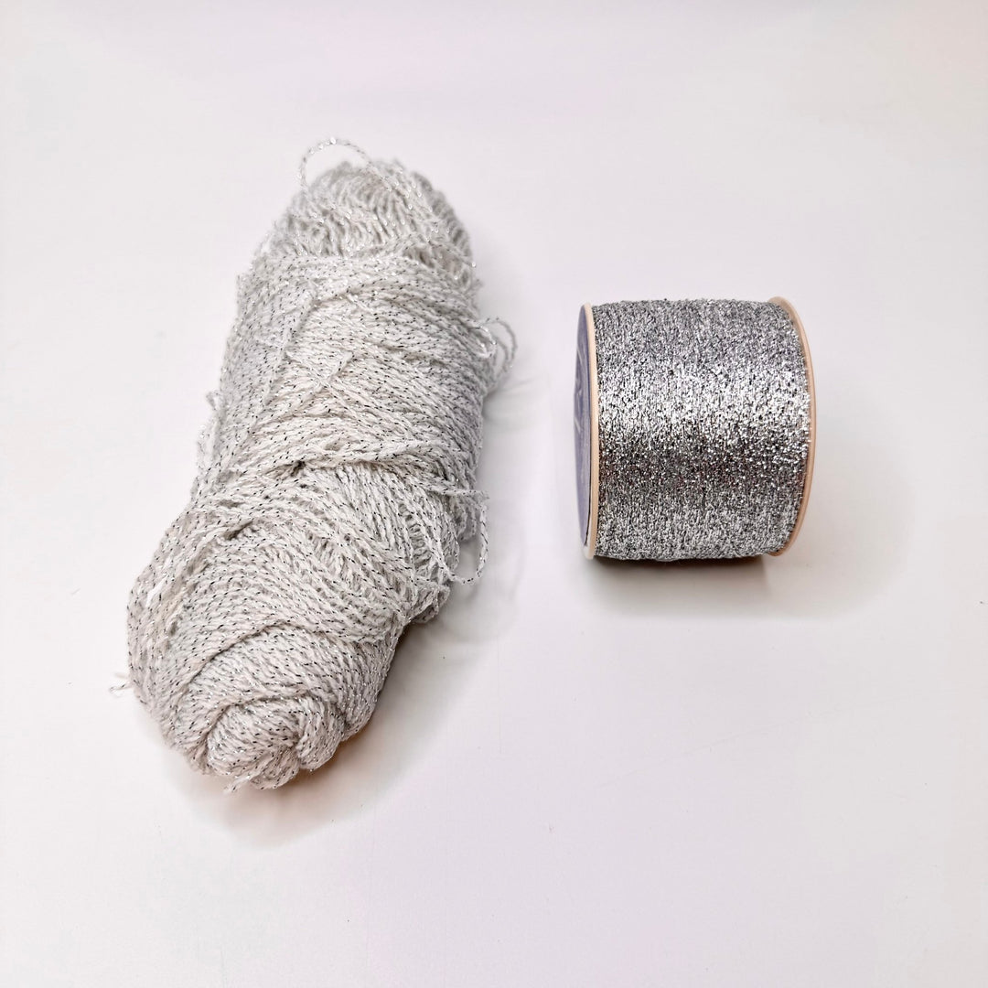 Metallic Yarn - White/Silver - 2 Pack - True Deadstock supplies Fabric by private - Sustainable Textile | FABCYCLE