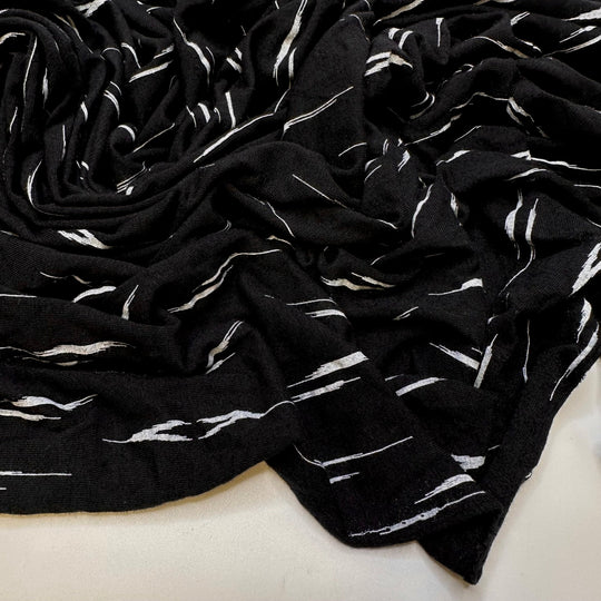 Meteor Shower - Jersey Natural Blend Knit - Black/White Abstract - 2.45M Bundle - True Deadstock fabric Fabric by private - Sustainable Textile | FABCYCLE