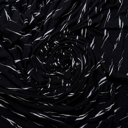 Meteor Shower - Jersey Natural Blend Knit - Black/White Abstract - 2.45M Bundle - True Deadstock fabric Fabric by private - Sustainable Textile | FABCYCLE