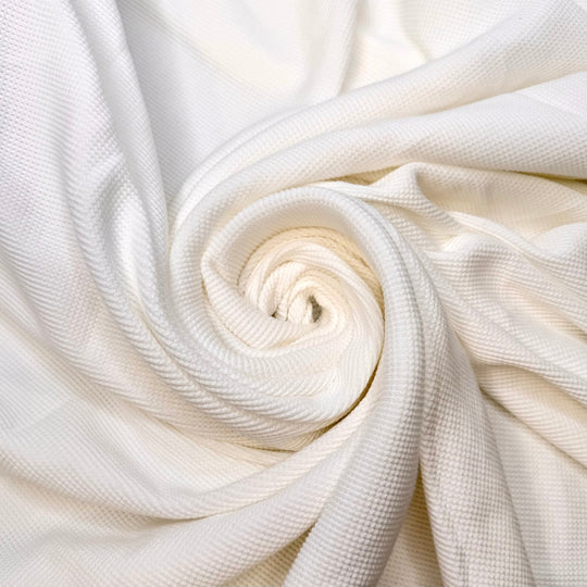 Milk Into Mozzarella - Waffle Knit Rayon Blend Knit - White - Bundles - True Deadstock fabric Fabric by private - Sustainable Textile | FABCYCLE