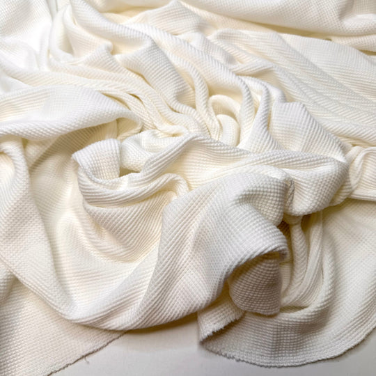 Milk Into Mozzarella - Waffle Knit Rayon Blend Knit - White - Bundles - True Deadstock fabric Fabric by private - Sustainable Textile | FABCYCLE