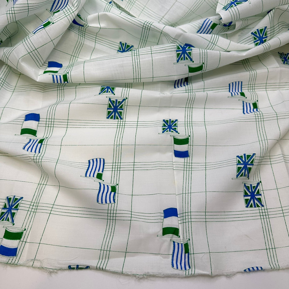 Mince Pie - Poly/Cotton Woven - Light Green/Blue Flags - 1.3M Bundle - True Deadstock fabric Fabric by private - Sustainable Textile | FABCYCLE