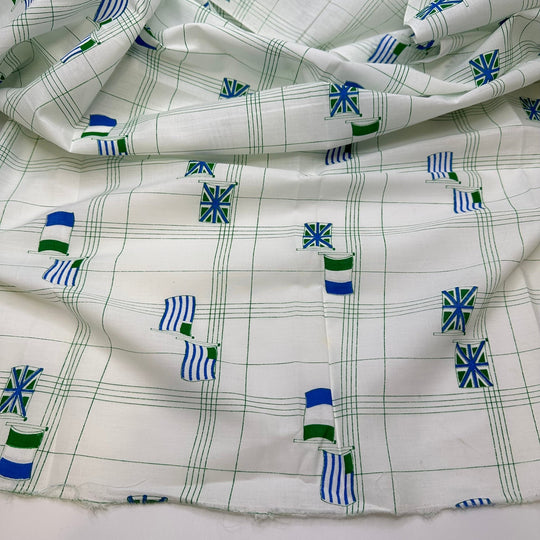 Mince Pie - Poly/Cotton Woven - Light Green/Blue Flags - 1.3M Bundle - True Deadstock fabric Fabric by private - Sustainable Textile | FABCYCLE