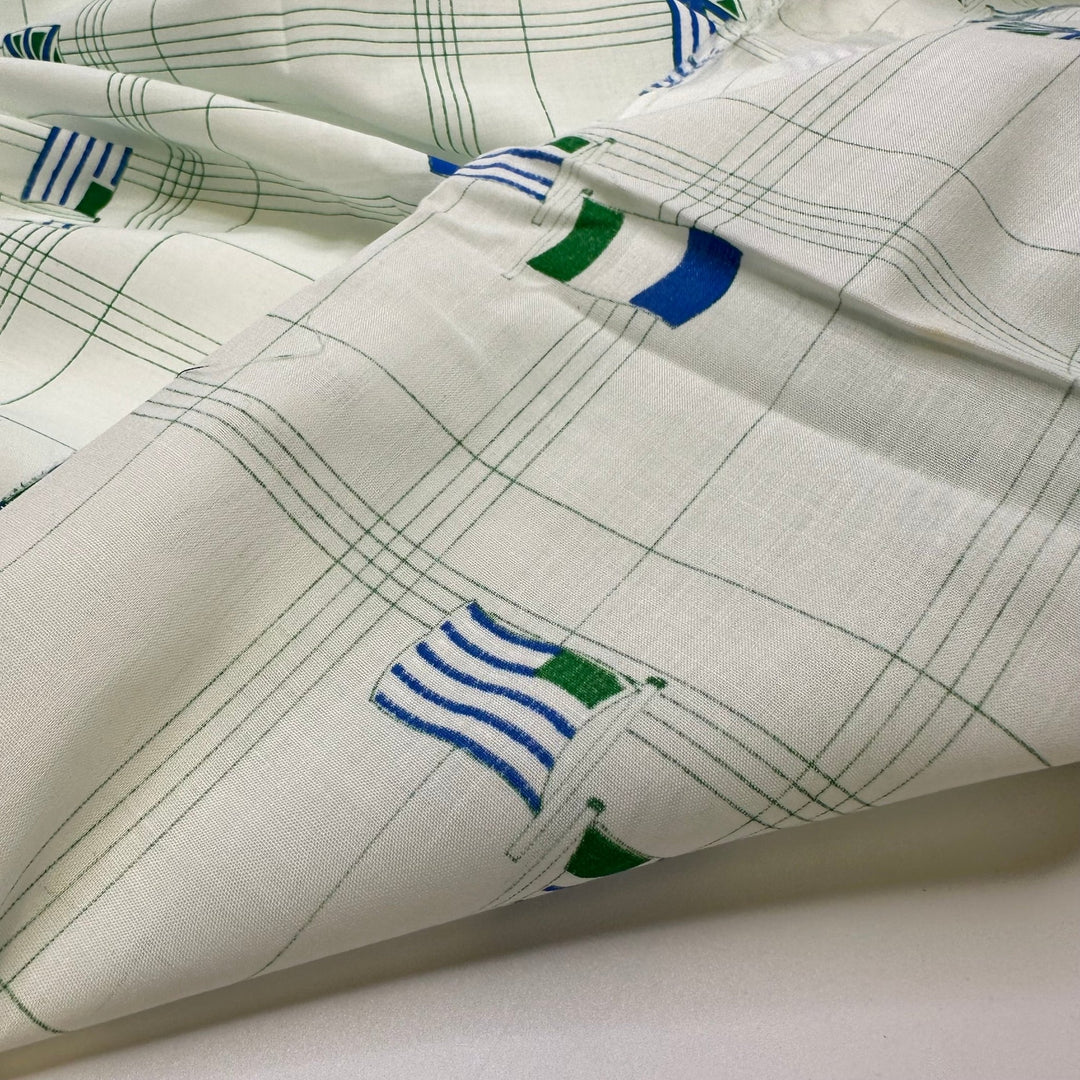 Mince Pie - Poly/Cotton Woven - Light Green/Blue Flags - 1.3M Bundle - True Deadstock fabric Fabric by private - Sustainable Textile | FABCYCLE