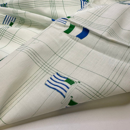 Mince Pie - Poly/Cotton Woven - Light Green/Blue Flags - 1.3M Bundle - True Deadstock fabric Fabric by private - Sustainable Textile | FABCYCLE