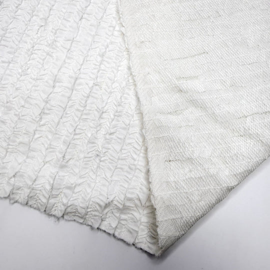 Mingling With The Socialites - Strips Of Rufffled Fabric Mesh Cotton Knit - White - 3.4M Bundle - True Deadstock fabric Fabric by private - Sustainable Textile | FABCYCLE