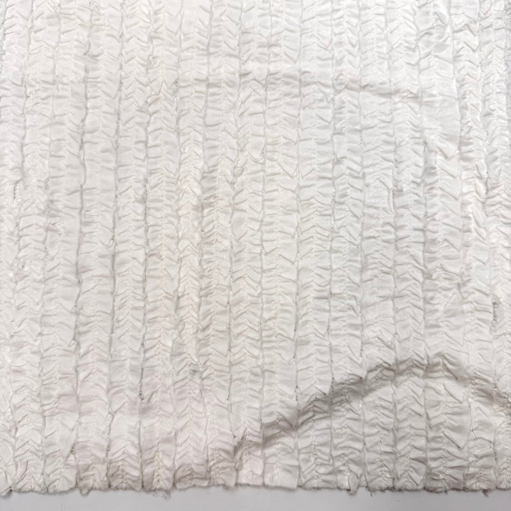 Mingling With The Socialites - Strips Of Rufffled Fabric Mesh Cotton Knit - White - 3.4M Bundle - True Deadstock fabric Fabric by private - Sustainable Textile | FABCYCLE