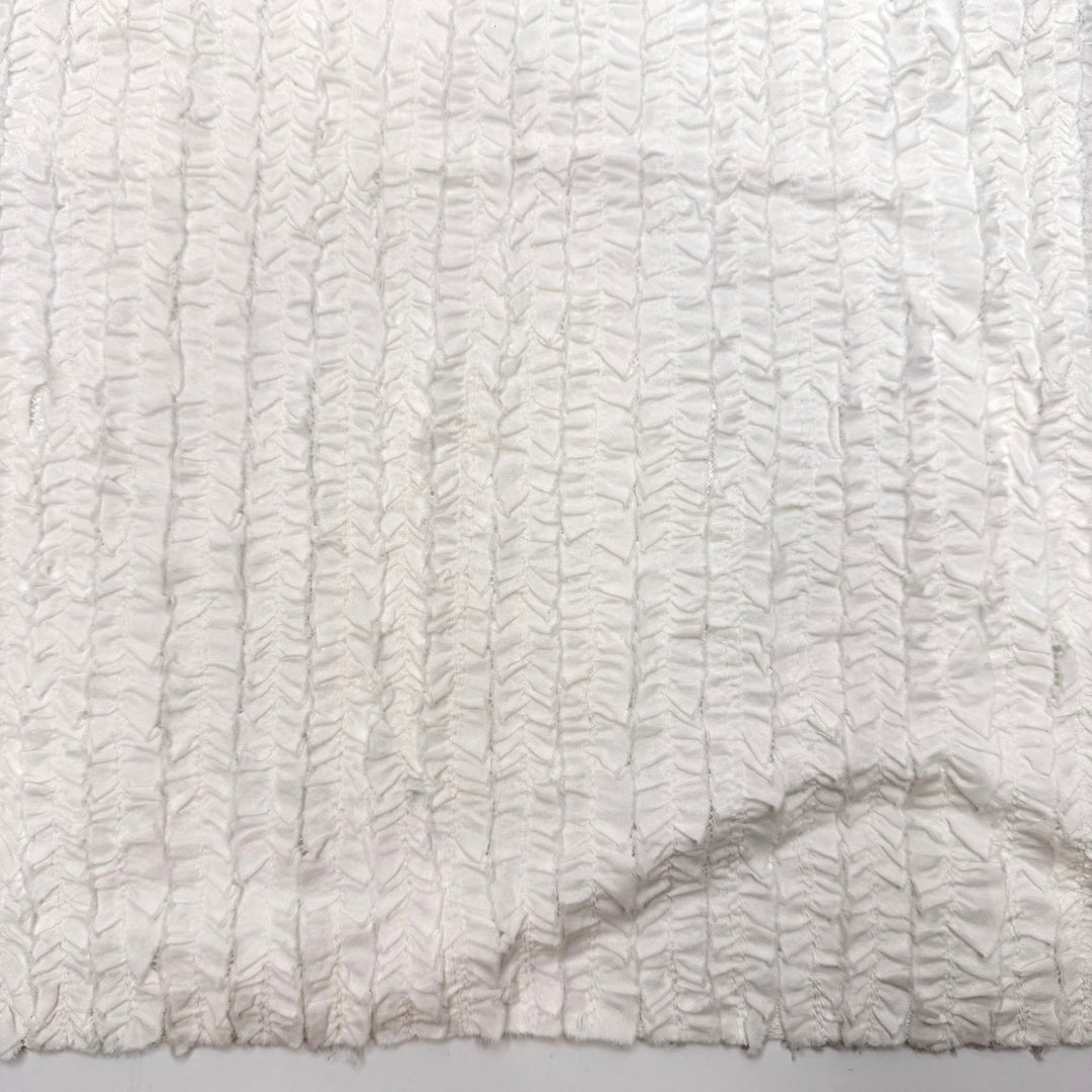 Mingling With The Socialites - Strips Of Rufffled Fabric Mesh Cotton Knit - White - 3.4M Bundle - True Deadstock fabric Fabric by private - Sustainable Textile | FABCYCLE