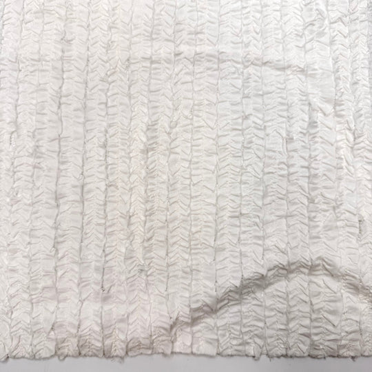 Mingling With The Socialites - Strips Of Rufffled Fabric Mesh Cotton Knit - White - 3.4M Bundle - True Deadstock fabric Fabric by private - Sustainable Textile | FABCYCLE