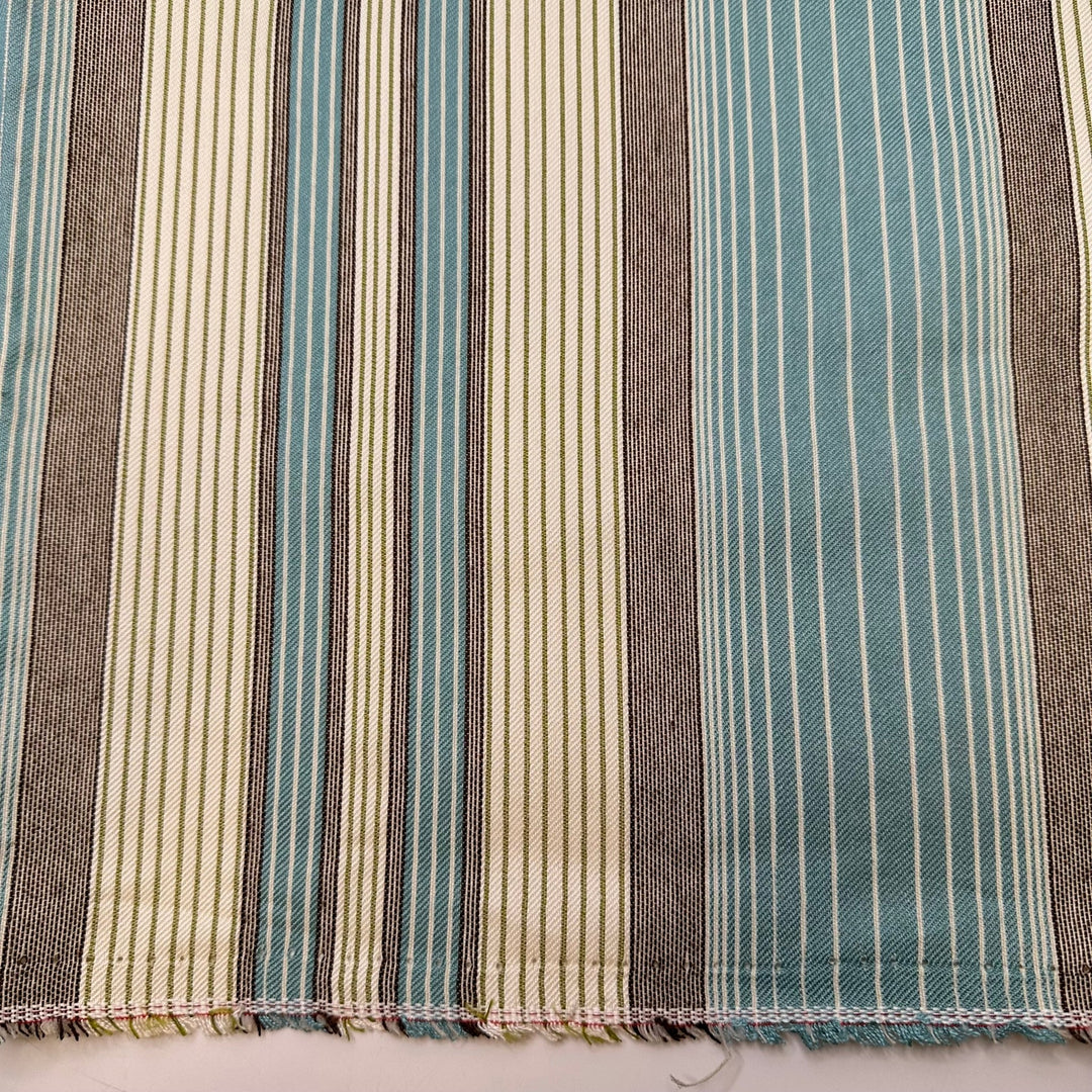 Missing Summer Weather - Water Resistant Polyester Blend Woven - Cream/Blue Stripes - 1.2M Bundle - True Deadstock fabric Fabric by private - Sustainable Textile | FABCYCLE