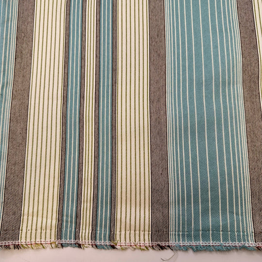 Missing Summer Weather - Water Resistant Polyester Blend Woven - Cream/Blue Stripes - 1.2M Bundle - True Deadstock fabric Fabric by private - Sustainable Textile | FABCYCLE