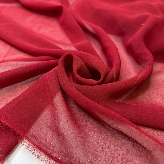 Mistletoe Berry Lip Stain - Chiffon Poly Woven - Dark Red - 2.6M Bundle - True Deadstock fabric Fabric by private - Sustainable Textile | FABCYCLE