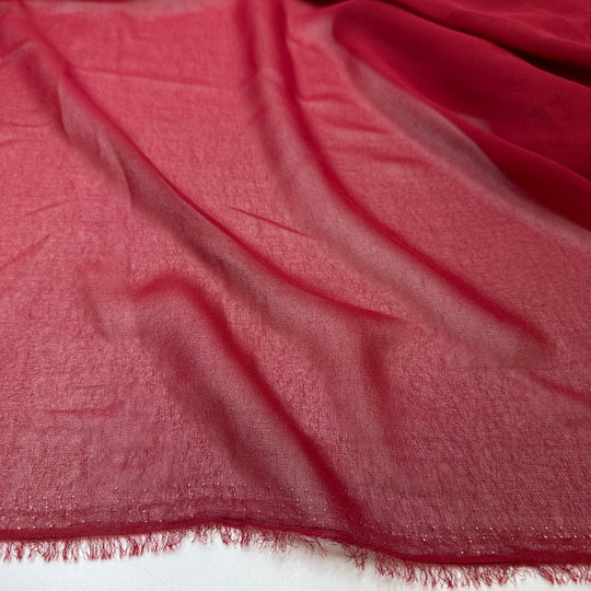 Mistletoe Berry Lip Stain - Chiffon Poly Woven - Dark Red - 2.6M Bundle - True Deadstock fabric Fabric by private - Sustainable Textile | FABCYCLE