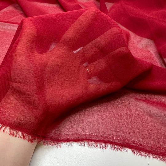 Mistletoe Berry Lip Stain - Chiffon Poly Woven - Dark Red - 2.6M Bundle - True Deadstock fabric Fabric by private - Sustainable Textile | FABCYCLE