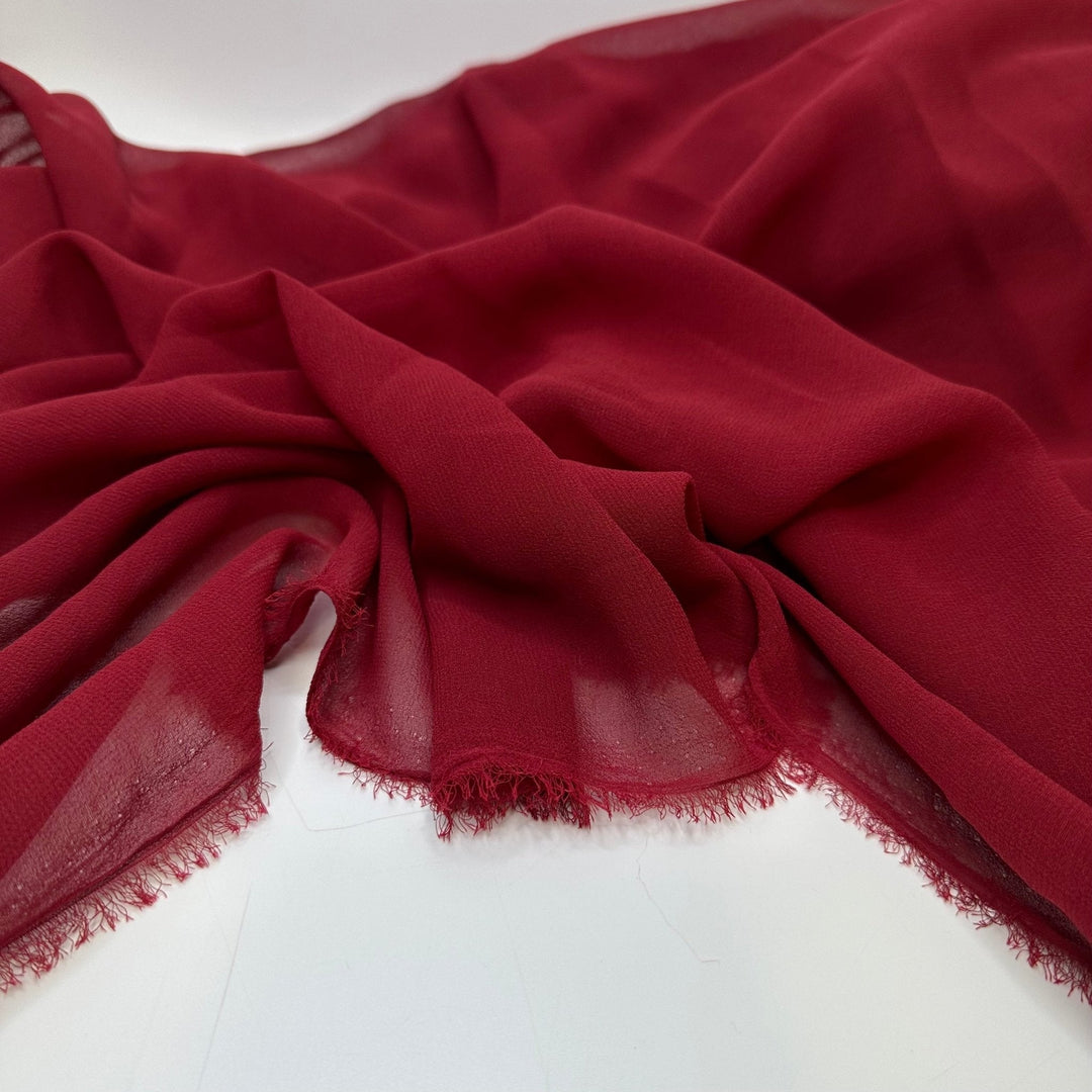 Mistletoe Berry Lip Stain - Chiffon Poly Woven - Dark Red - 2.6M Bundle - True Deadstock fabric Fabric by private - Sustainable Textile | FABCYCLE
