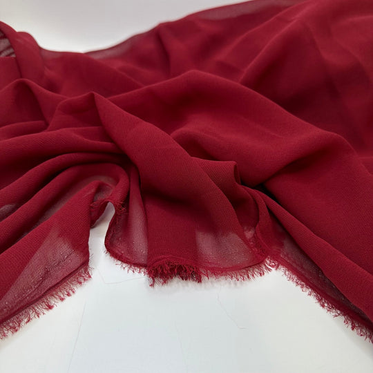Mistletoe Berry Lip Stain - Chiffon Poly Woven - Dark Red - 2.6M Bundle - True Deadstock fabric Fabric by private - Sustainable Textile | FABCYCLE