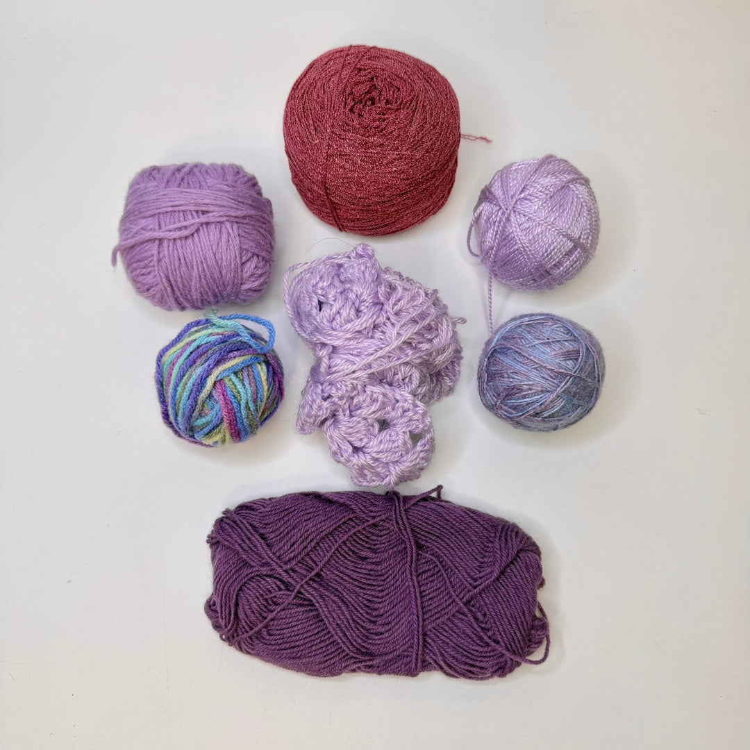 Mixed Fibre Content Yarn - Pink/Purple - 7 Pack - True Deadstock supplies Fabric by private - Sustainable Textile | FABCYCLE