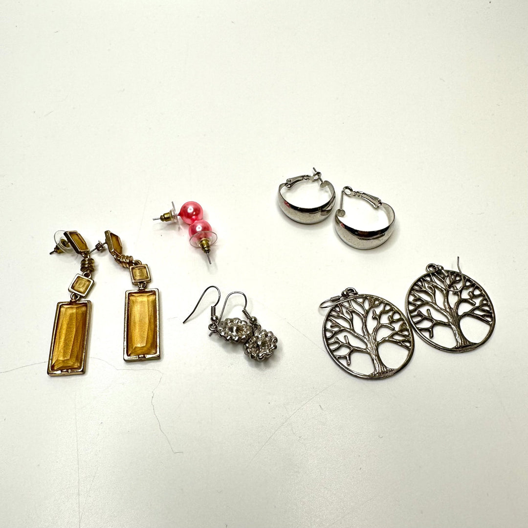 Mixed Hook And Stud Earrings Costume Jewelry - Gold Multi - 5 Pack - True Deadstock supplies Fabric by private - Sustainable Textile | FABCYCLE