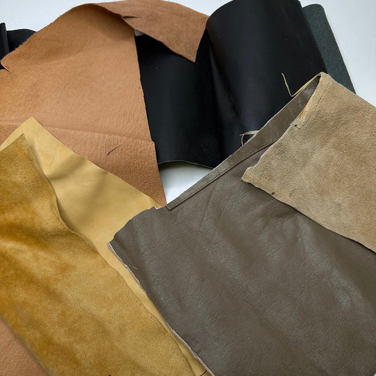 Mixed Textures Leather Scrap Bag - True Deadstock fabric Fabric by private - Sustainable Textile | FABCYCLE