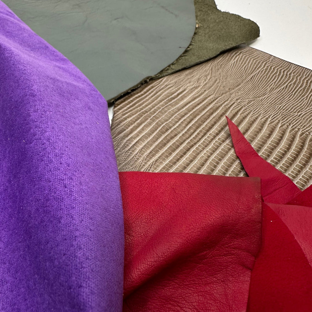 Mixed Textures Leather Scrap Bag - True Deadstock fabric Fabric by private - Sustainable Textile | FABCYCLE