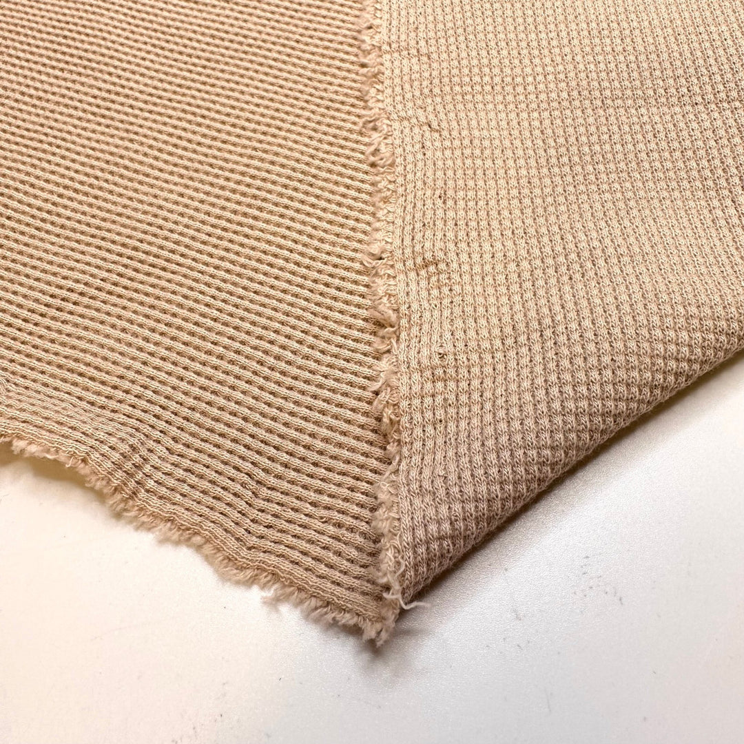 Mixing Cookie Dough - Waffle Knit Organic Cotton Knit - Light Beige - 1.75M Bundle - True Deadstock fabric Fabric by private - Sustainable Textile | FABCYCLE
