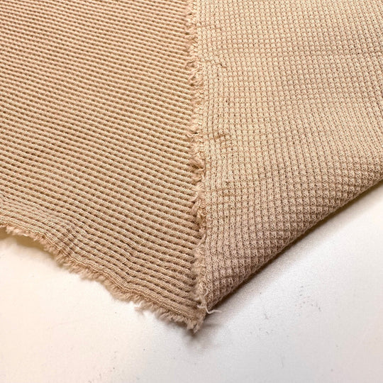 Mixing Cookie Dough - Waffle Knit Organic Cotton Knit - Light Beige - 1.75M Bundle - True Deadstock fabric Fabric by private - Sustainable Textile | FABCYCLE