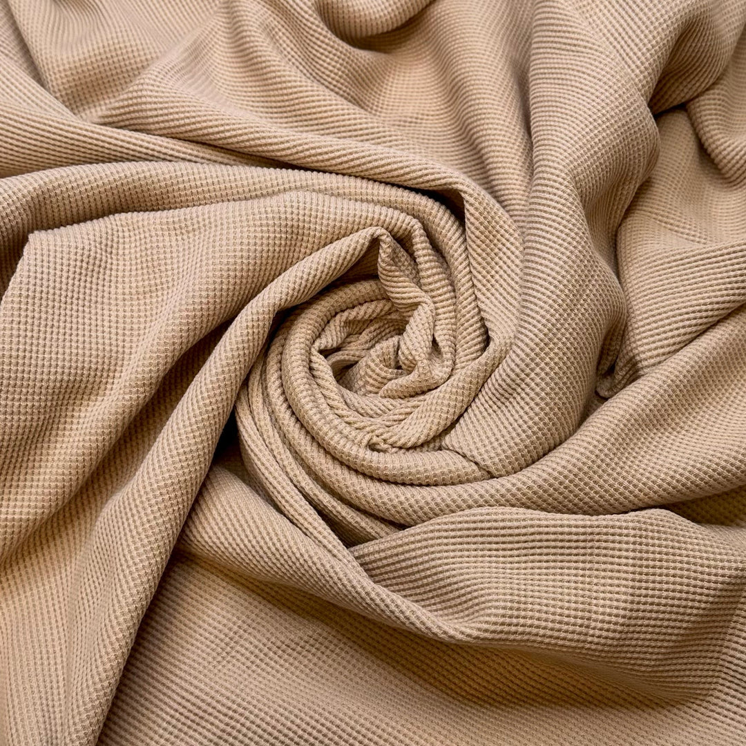 Mixing Cookie Dough - Waffle Knit Organic Cotton Knit - Light Beige - 1.75M Bundle - True Deadstock fabric Fabric by private - Sustainable Textile | FABCYCLE