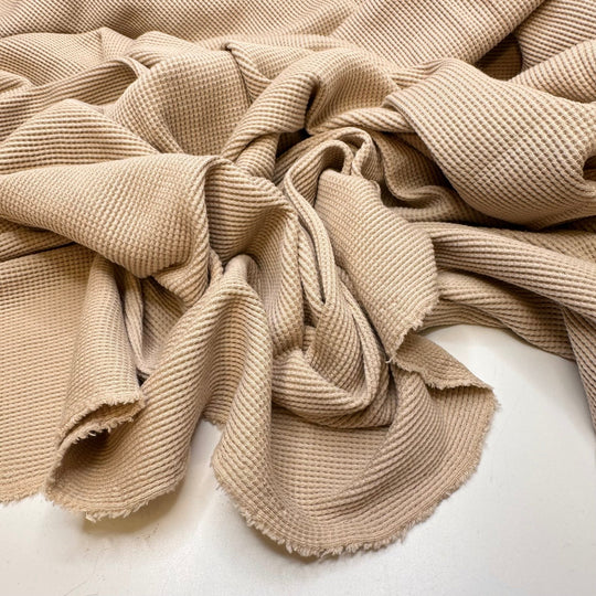 Mixing Cookie Dough - Waffle Knit Organic Cotton Knit - Light Beige - 1.75M Bundle - True Deadstock fabric Fabric by private - Sustainable Textile | FABCYCLE