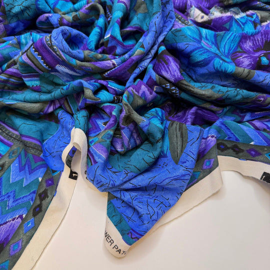 Mom Knows Best - Rayon/Cotton Woven - Blue/Purple Geometric - 1M Bundle - True Deadstock fabric Fabric by private - Sustainable Textile | FABCYCLE
