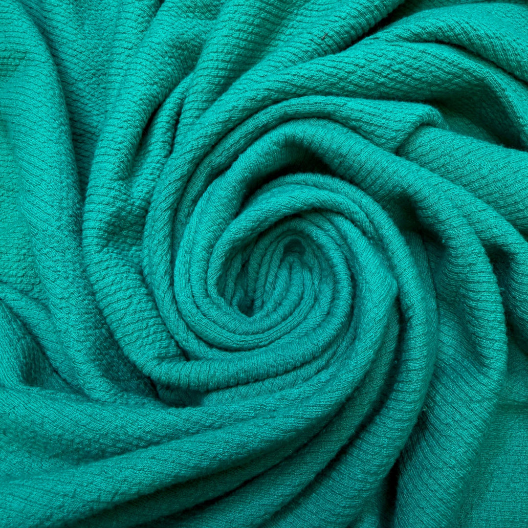 Money Tree - Vintage Double Cloth Knit Polyester Blend - Turquoise Green Geometric - 1M Bundle - True Deadstock fabric Fabric by private - Sustainable Textile | FABCYCLE
