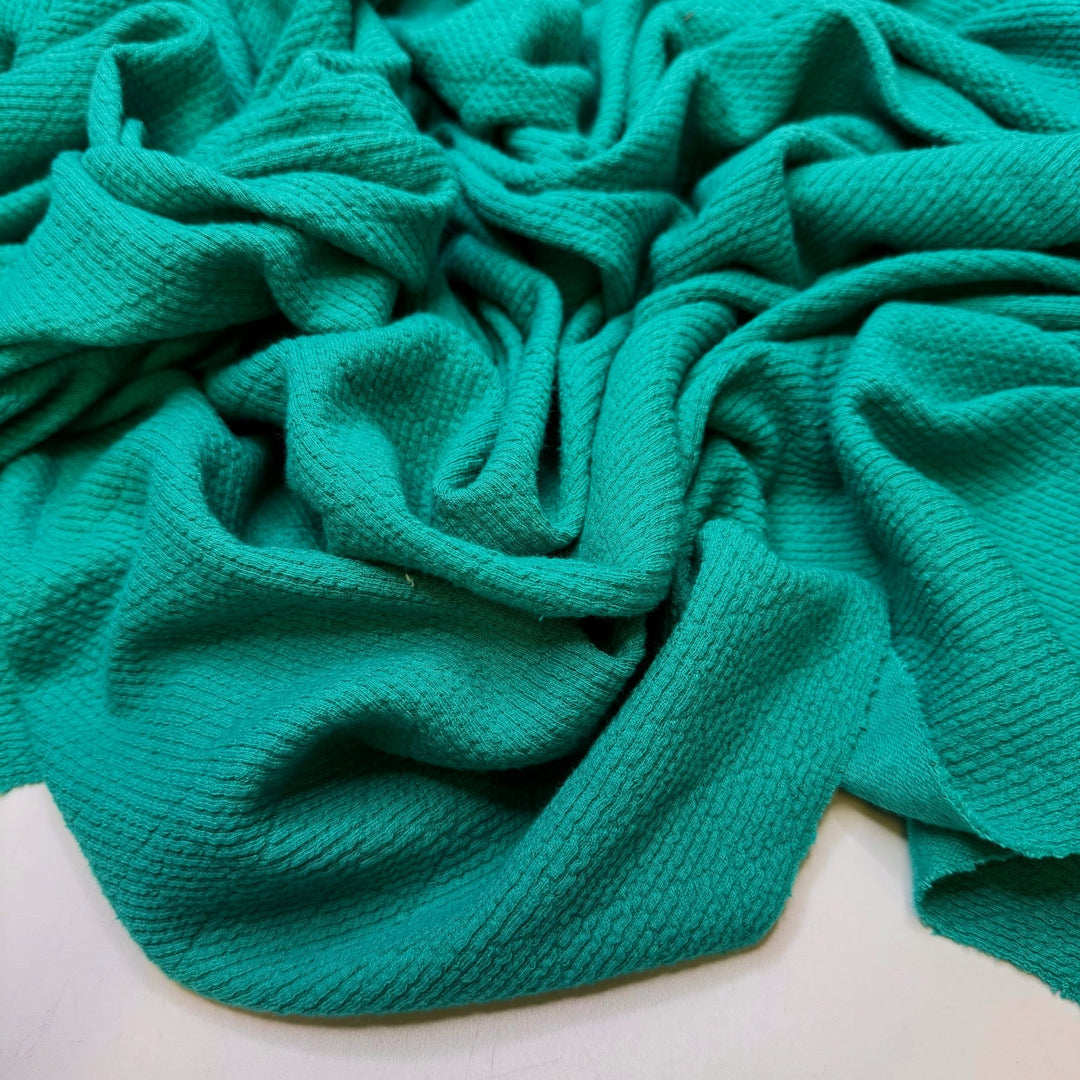 Money Tree - Vintage Double Cloth Knit Polyester Blend - Turquoise Green Geometric - 1M Bundle - True Deadstock fabric Fabric by private - Sustainable Textile | FABCYCLE