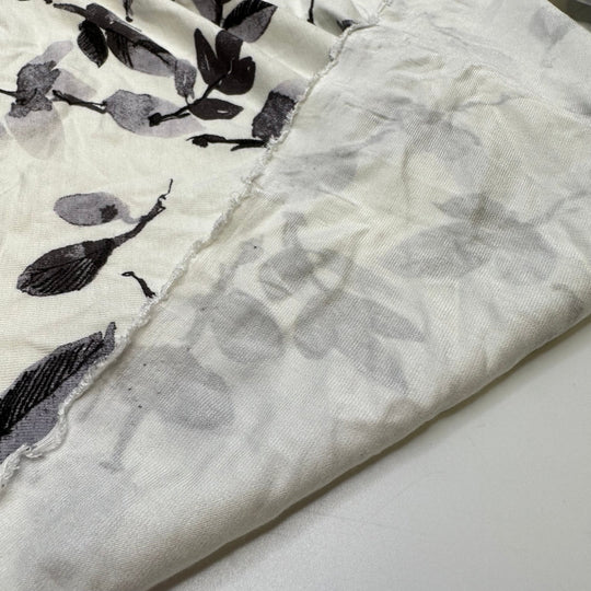 Moonlit Orchard - Jersey Bamboo Blend Knit - White/Grey Floral - Bundles - True Deadstock fabric Fabric by private - Sustainable Textile | FABCYCLE