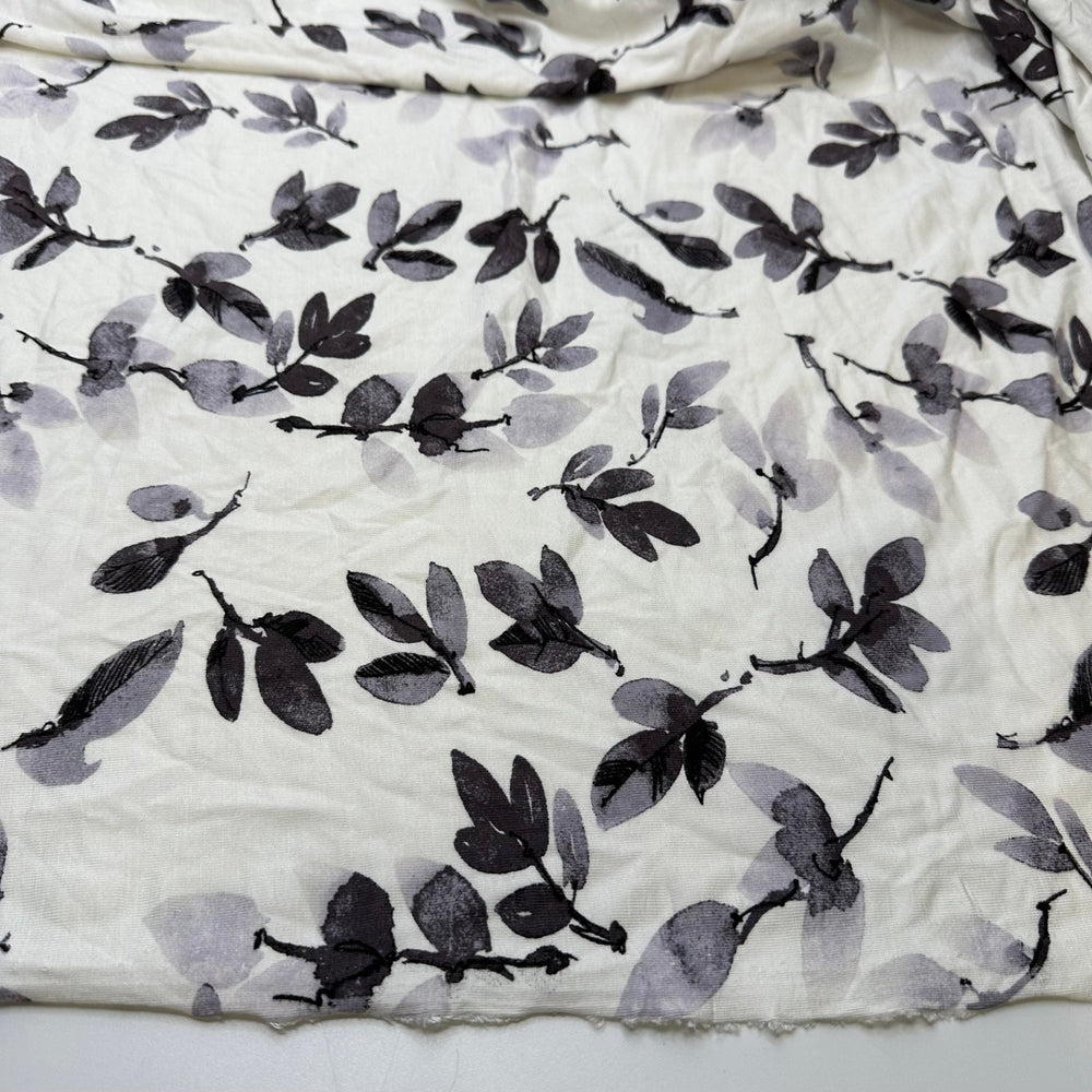 Moonlit Orchard - Jersey Bamboo Blend Knit - White/Grey Floral - Bundles - True Deadstock fabric Fabric by private - Sustainable Textile | FABCYCLE
