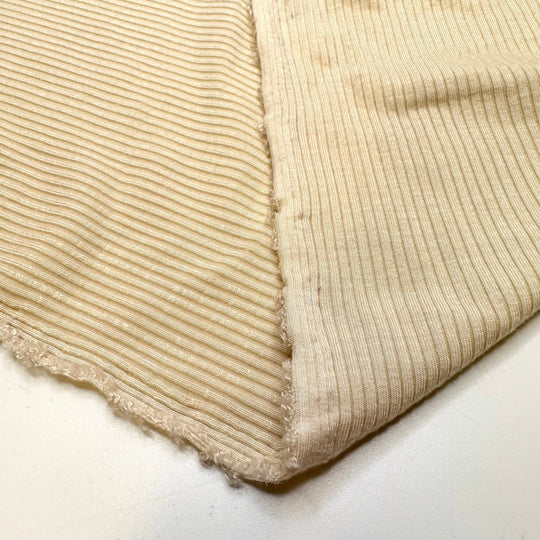More Marshmallow Than Hot Chocolate - Rib Knit Tencel/Spandex Knit - Dark Cream - 1.75M Bundle - True Deadstock fabric Fabric by private - Sustainable Textile | FABCYCLE