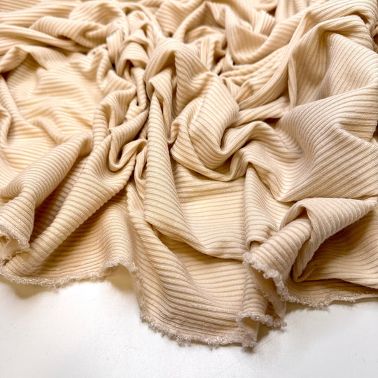 More Marshmallow Than Hot Chocolate - Rib Knit Tencel/Spandex Knit - Dark Cream - 1.75M Bundle - True Deadstock fabric Fabric by private - Sustainable Textile | FABCYCLE