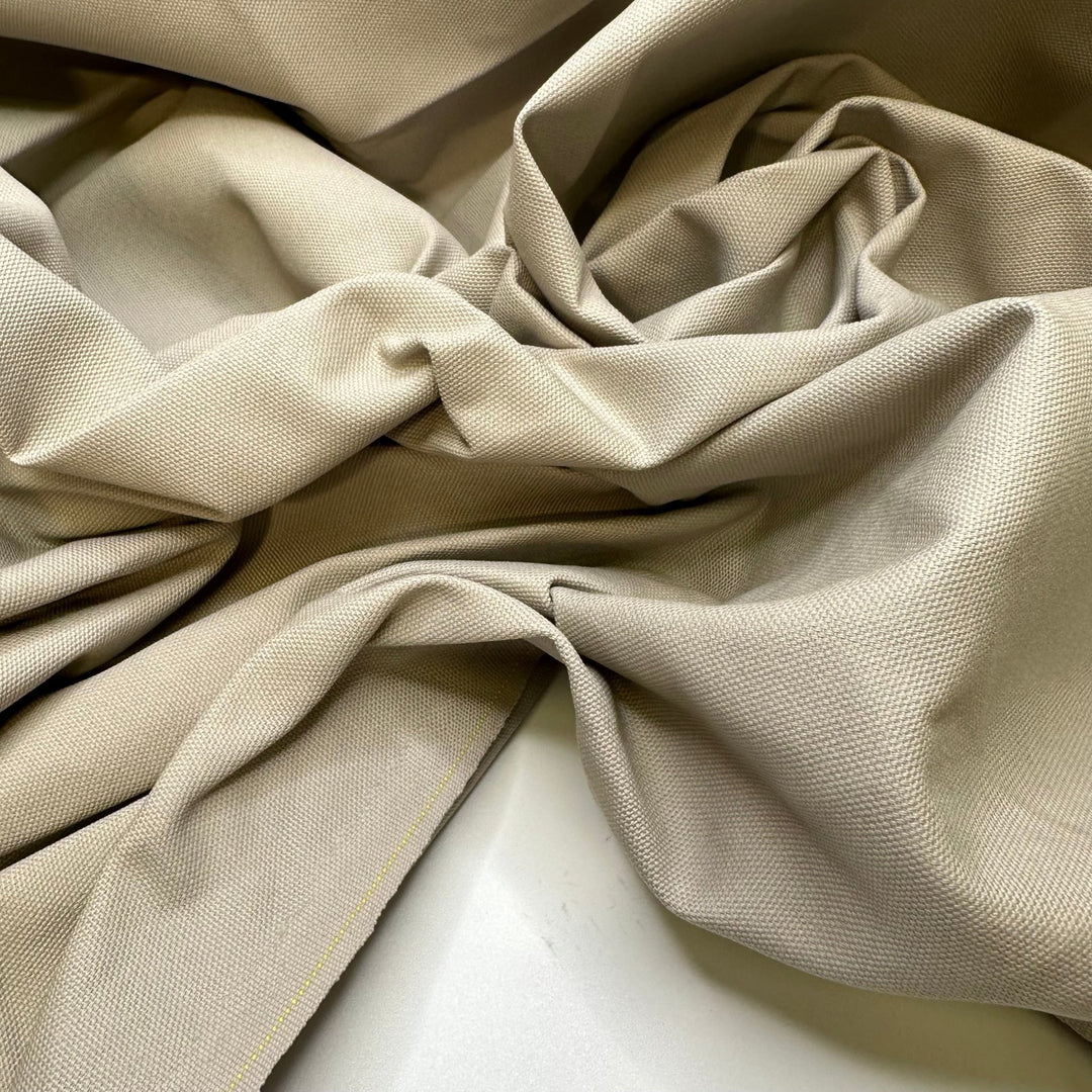 Morning Dove Coo - Water Resistant Basket Weave Poly/PU Woven - Light Beige - 1.45M Bundle - True Deadstock fabric Fabric by private - Sustainable Textile | FABCYCLE