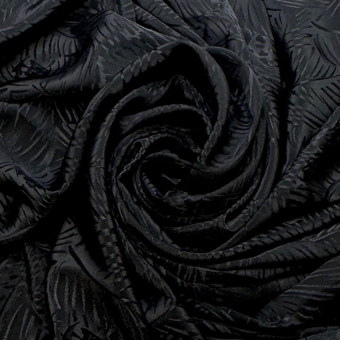 Morticia On Vacation - Polyester Blend Woven - Black Floral - 2.5M Bundle - True Deadstock fabric Fabric by private - Sustainable Textile | FABCYCLE