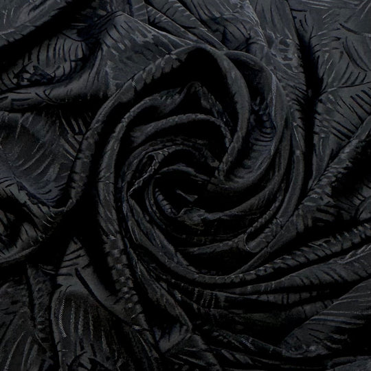 Morticia On Vacation - Polyester Blend Woven - Black Floral - 2.5M Bundle - True Deadstock fabric Fabric by private - Sustainable Textile | FABCYCLE