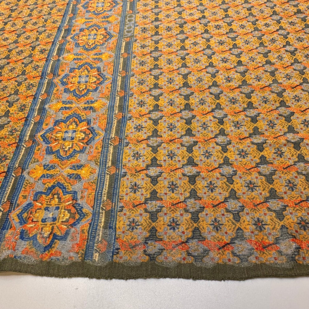 Moths To A Flame - Polyester Blend Knit - Blue/Yellow Floral - 3M Bundle - True Deadstock fabric Fabric by private - Sustainable Textile | FABCYCLE