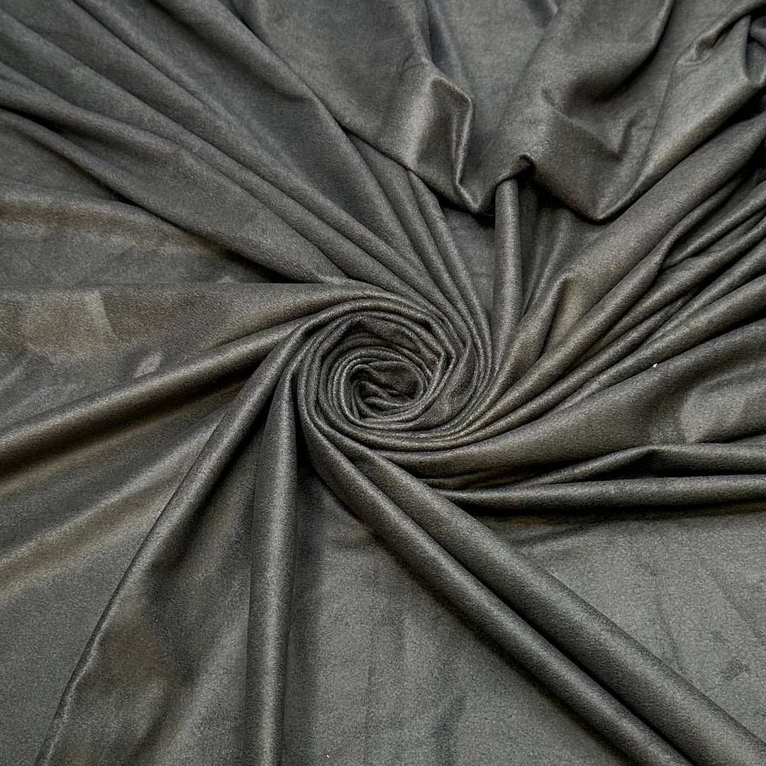 Motorbike Zaddy - Faux Suede Polyester Blend Knit - Dark Olive Green - 1.2M Bundle - True Deadstock fabric Fabric by private - Sustainable Textile | FABCYCLE