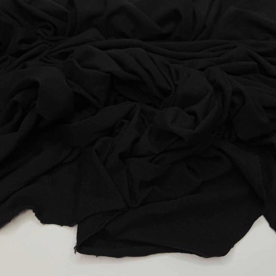 Mountain Overlook - Jersey Wool Blend Knit - Black - 2.45M Bundle - True Deadstock fabric Fabric by private - Sustainable Textile | FABCYCLE