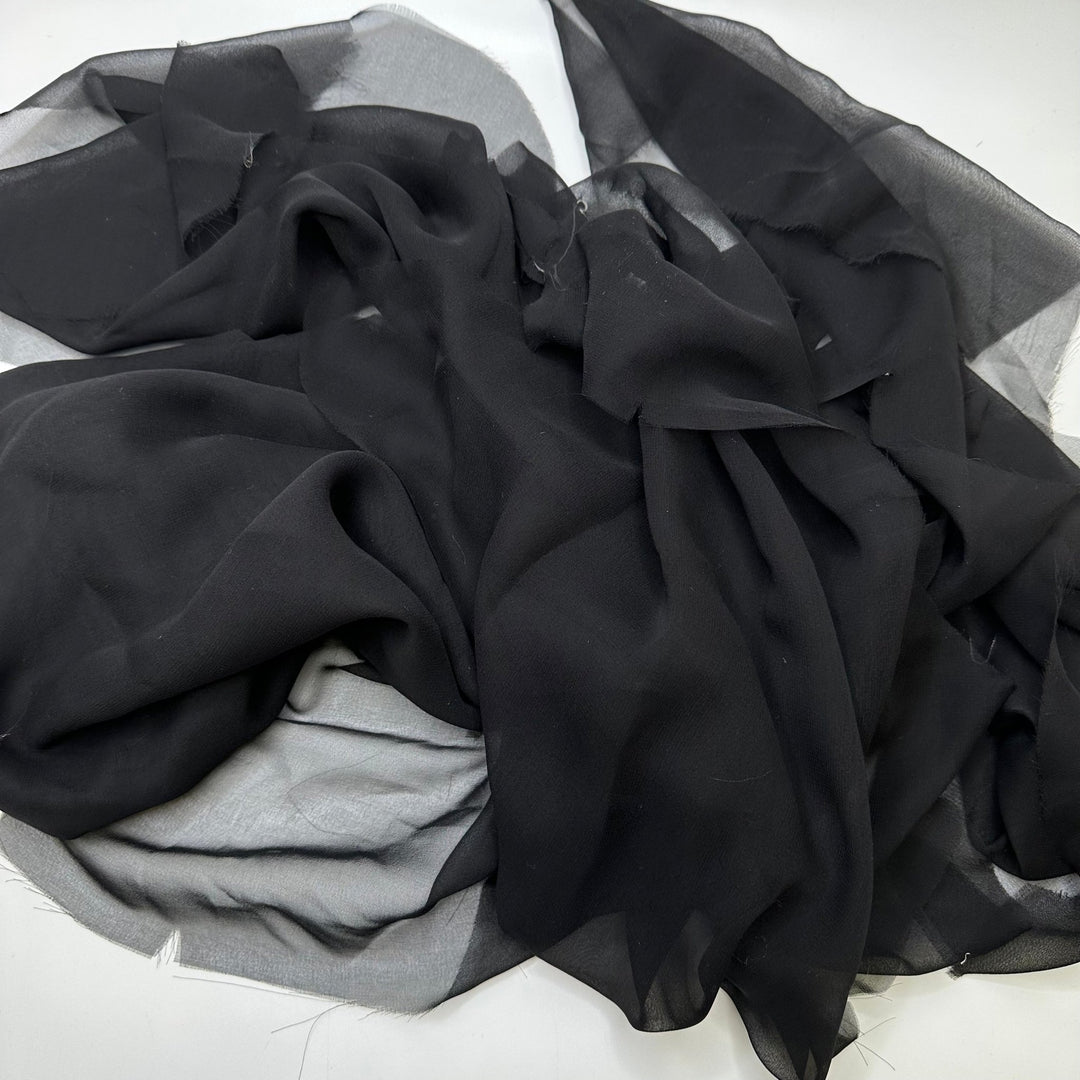 Mourning Veil - Off Cuts Chiffon Silk Woven - Black - 0.1 Lb Bag - True Deadstock fabric Fabric by private - Sustainable Textile | FABCYCLE