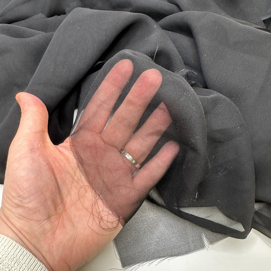 Mourning Veil - Off Cuts Chiffon Silk Woven - Black - 0.1 Lb Bag - True Deadstock fabric Fabric by private - Sustainable Textile | FABCYCLE